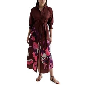 NWT Express Floral Boyfriend Poplin Portofino Maxi Shirt Dress Size Large